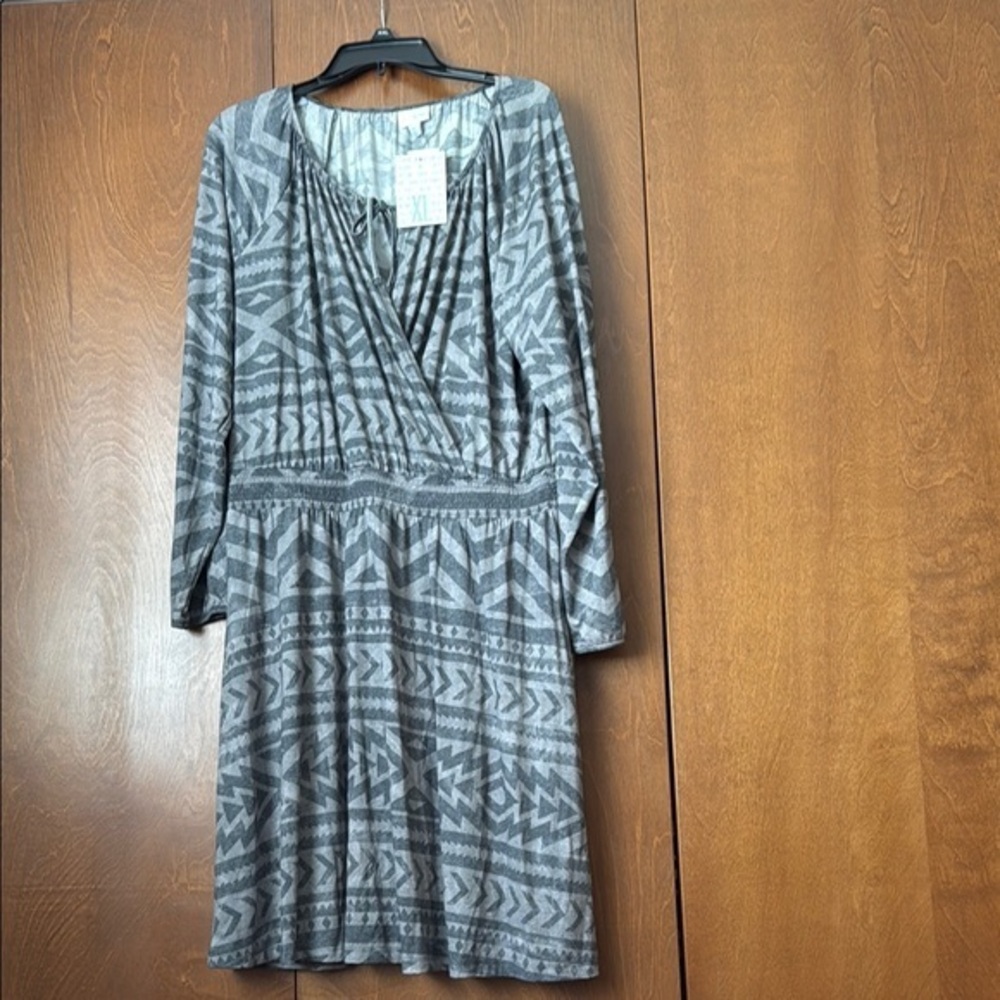 LulaRoe Jody Gray Patterned Women's Peasant Dress NWT XL (16-18)